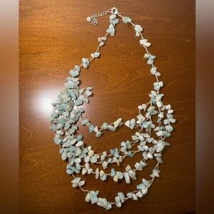 natural green stone beads statement necklace with sterling silver clasp LUC 925